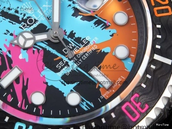 MiroTime 0311 QuickDry Sea Dweller 43mm Carbon DIWF Best Edition Graffiti Dial on Black Nylon Strap A 1669
